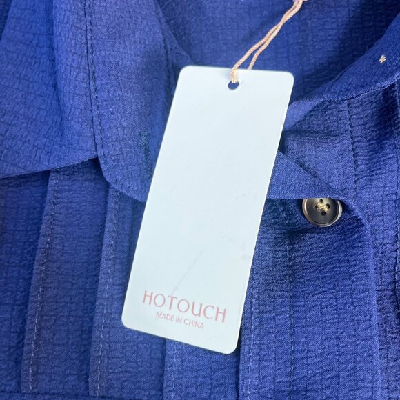 Hotouch Long Sleeve Button Up Shirt Womens Large Blue New - Picture 10 of 11